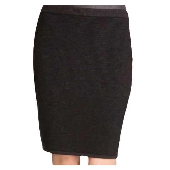 Eileen Fisher Skirt Women Size M Black Ribbed Wool Blend New Short Stretch Knit - Picture 1 of 13
